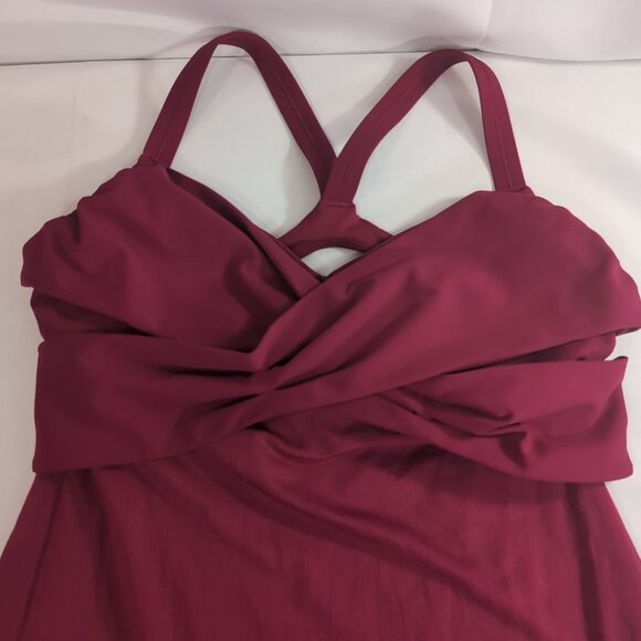 Lululemon Wrap it Up Tank Top Shirt Red V-Neck Wrap Cross Front Cranberry 12 - Picture 4 of 15
